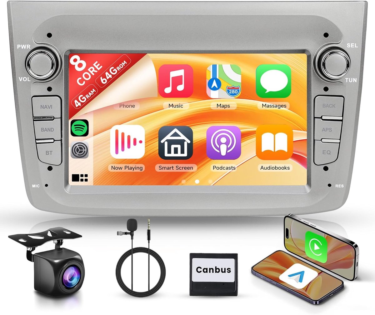 Auto radio 7 inch - 8-core Android - met draadloze CarPlay - GPS en Bluetooth - ShopVlot