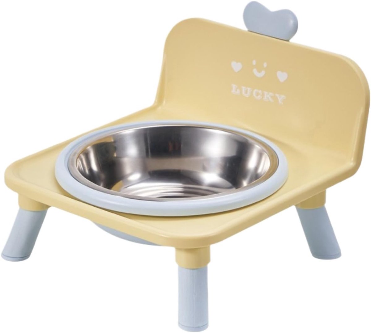 Claoner Verhoogde waterbak hond - No drip langzaam drinken - Drijvende schijf - Voor grote middelgrote honden - Geel