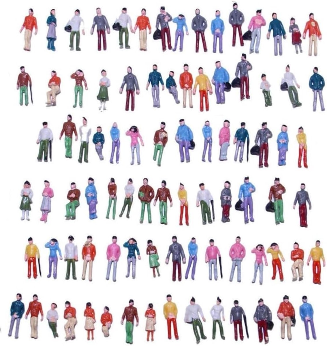 Miniatuur figuren van mensen 1:100 - 100 stuks in diverse ontwerpen - stevig en duurzaam - perfect voor modelbouw. - ShopVlot