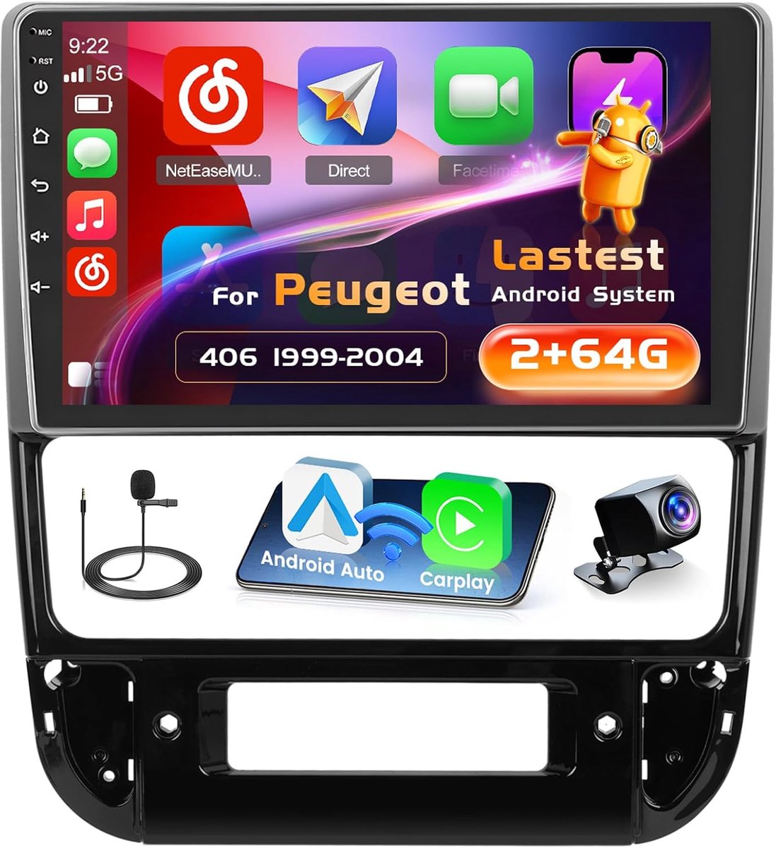 Car radio Android 13 9 inch - 2G+64G - touchscreen met Carplay - handsfree bellen en GPS - ShopVlot