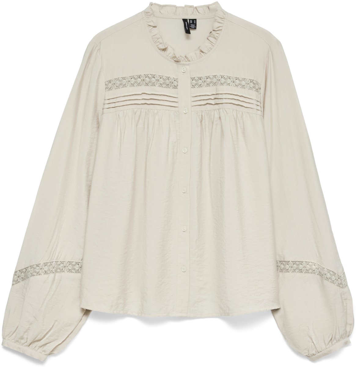 Vero Moda Blouse Vmcasey Ls Lace Shirt Wvn Noos 10351387 Pumice Stone Dames Maat - XXL