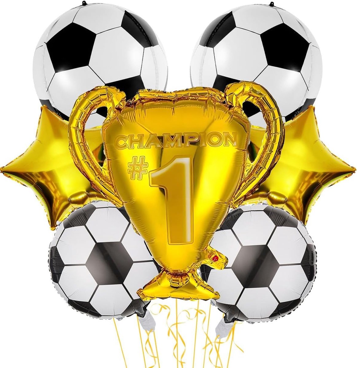 Voetbalballonnen set - 7 stuks - aluminium - feestdecoratie voor kinderen en voetbalfans - ShopVlot
