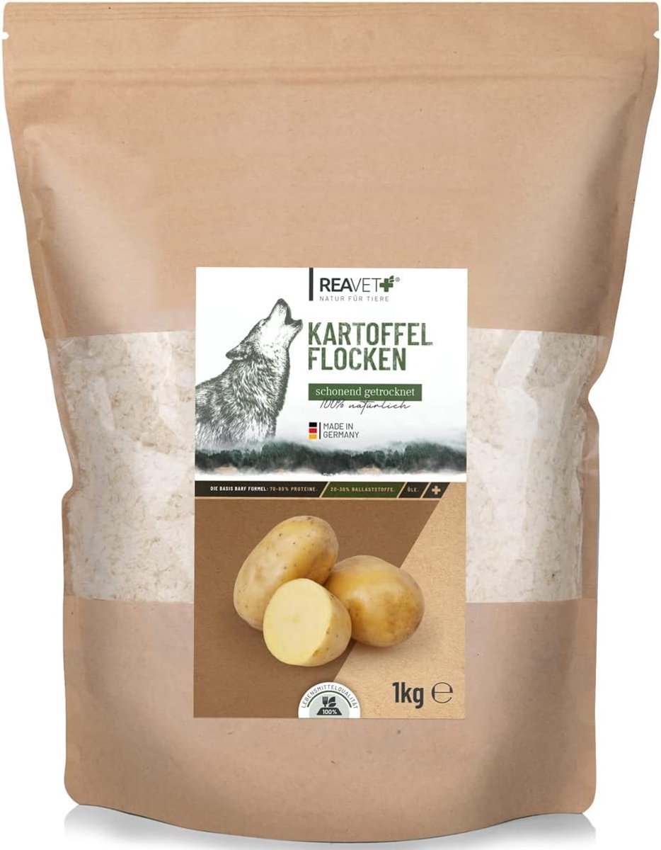 Aardappelflokken honden 1kg - plantaardige toevoeging - graanvrij - ideale barf aanvulling - ShopVlot