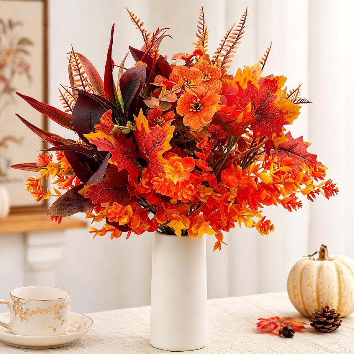 Kunstherfstbloemen 6 bundels - Kunstplanten voor binnen en buiten - Herfstdecoratie - Perfect voor tafel of balkon - ShopVlot