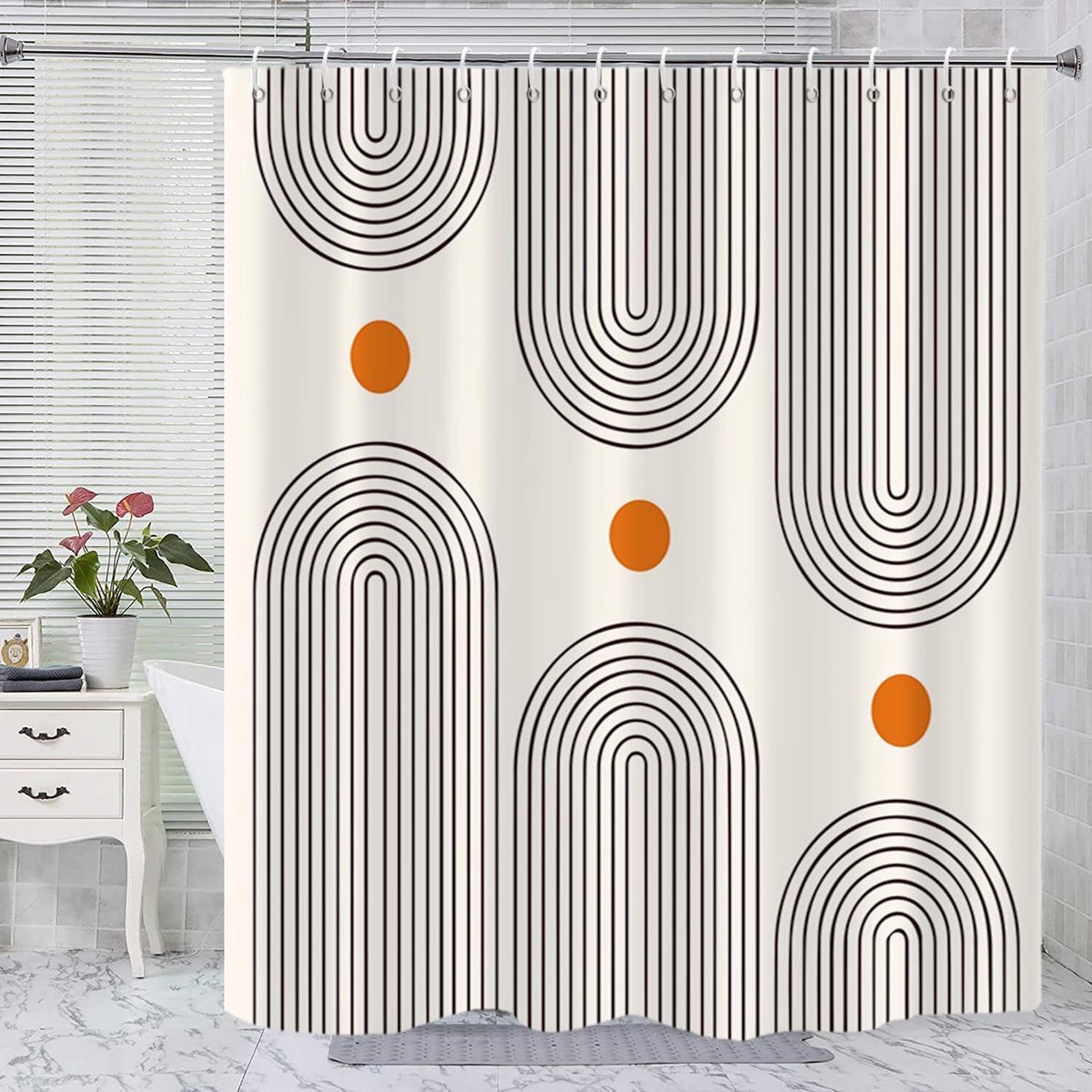 BOTC Douchegordijn Anti Schimmel - Inclusief ringen - Met gewichtsband - 180x200cm - Premium kwaliteit - Waterdicht