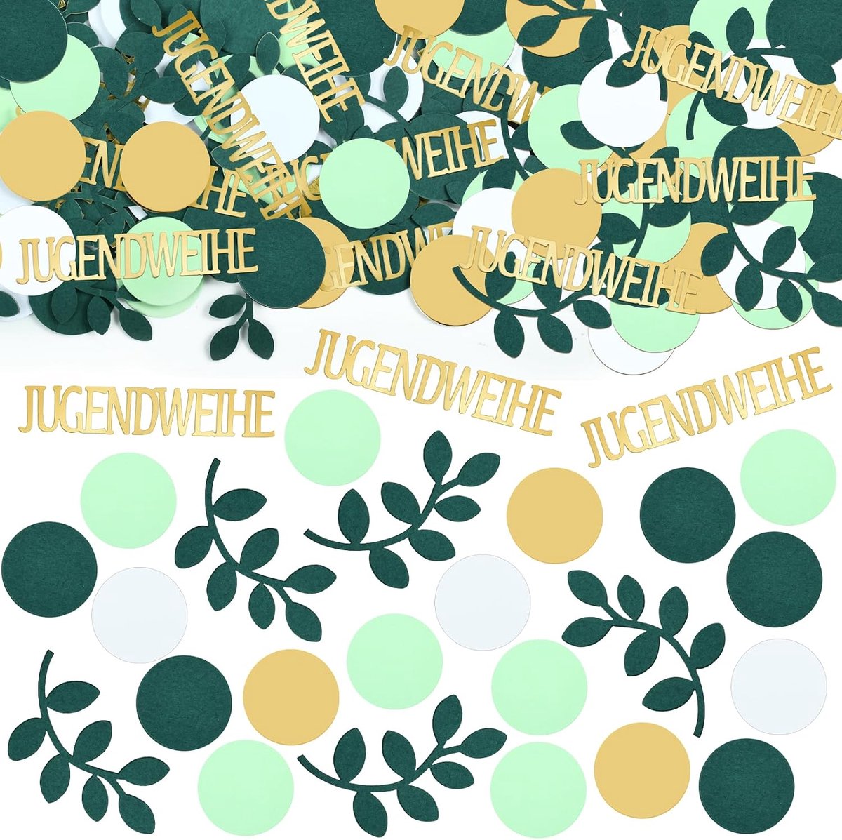 Confetti communie vormsel 100 stuks - Pailletten en bladeren - Dubbelzijdig bedrukt - Elegante tafeldecoratie - ShopVlot