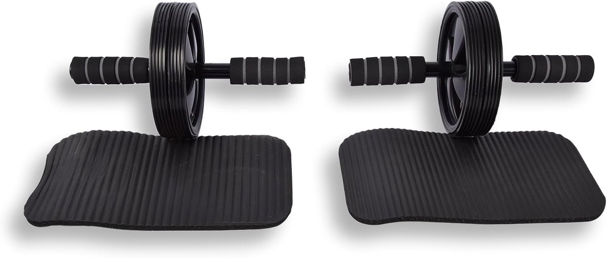 Abdominale spiertrainer roller set van 2 - 25cm x 25cm x 2,5cm - kunststof met antislip grip - SnelShoppen