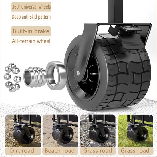 Opvouwbare Handkar - Boodschappentrolley Tuinwagen - Boodschappen Vervoeren - Grote Laadcapaciteit - 150 Liter 200 kg - Stijl 1 — afbeelding 5