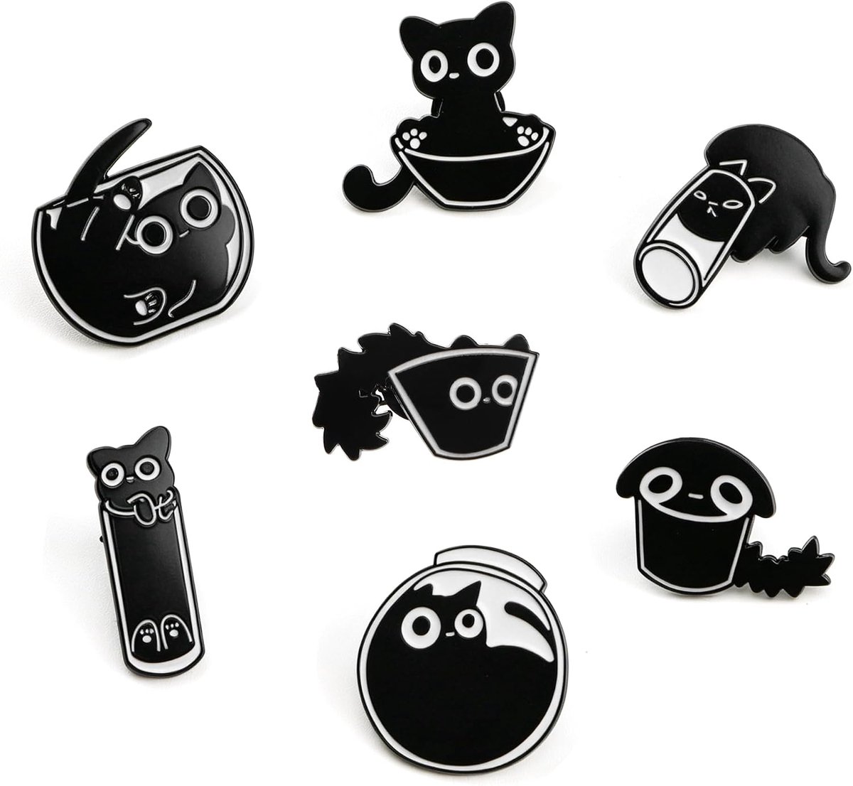 Kat Emaille Pins,7 Stuks Leuke Dierlijke Emaille Broche Kat Emaille Broche Badge voor Rugzakken Sieraden Hoeden Jasje Decoratie