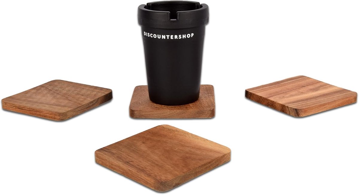 Houten onderzetters set van 4 - Bruin - Rechthoekig en antislip - Beschermt je tafel tegen vlekken - SnelShoppen