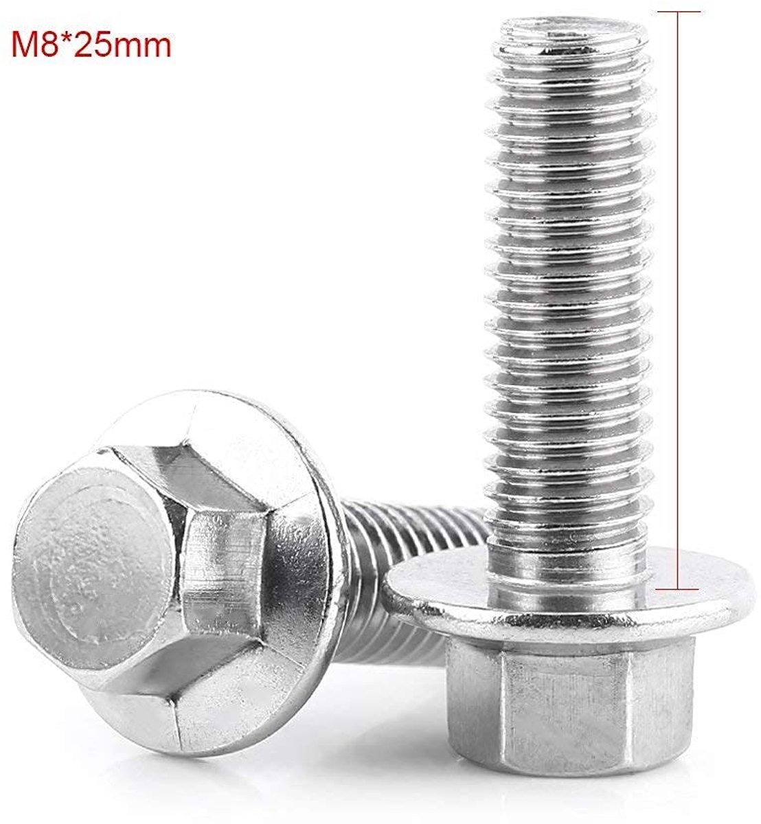 10st M8 304 RVS Hex Flens Schroeven Bouten Bevestigingsmiddelen Zeskantbouten M8(M8*25