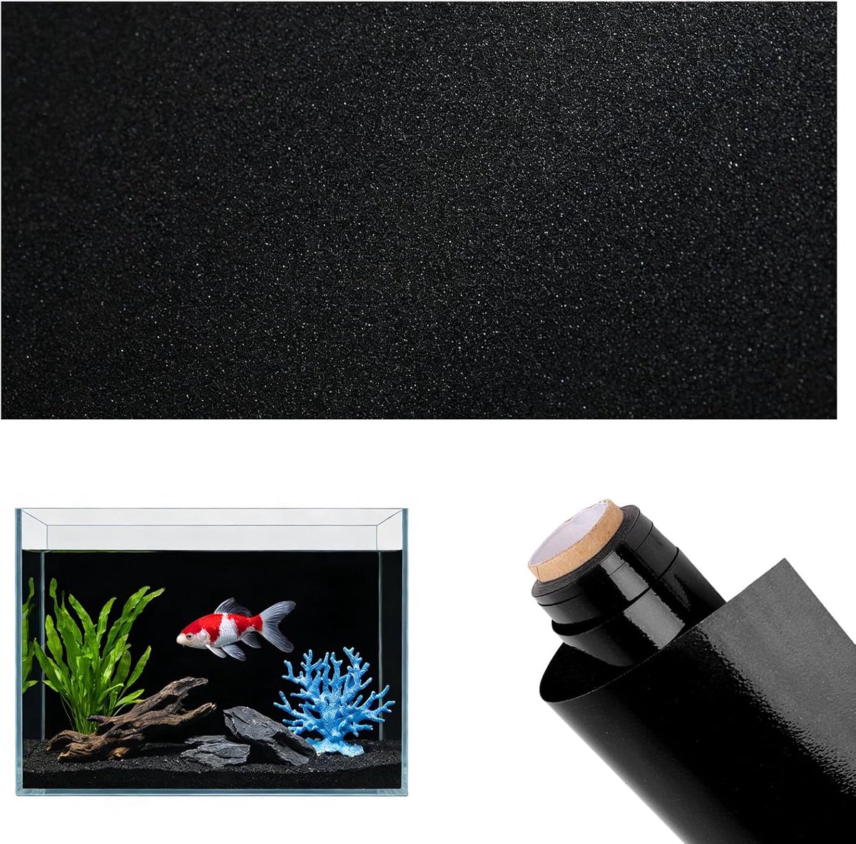Aquariumachtergrond, zwarte pvc-sticker voor aquarium, aquariumposter, decoratie, statische sticker voor aquariumachtergrond, zwart (verdikt elektrostatisch mat zwart, 30 cm x 200 cm)