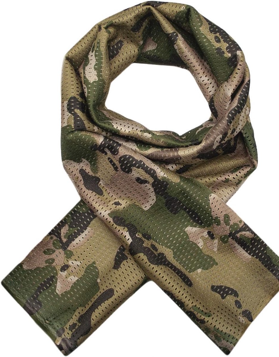 - halsdoek, multifunctionele doek, hoofddoek, sjaal, hoofdband, voor camouflage, bescherming tegen kou, insectenbescherming voor outdoor, jacht, vissen, militair, meshweefsel, camouflage.