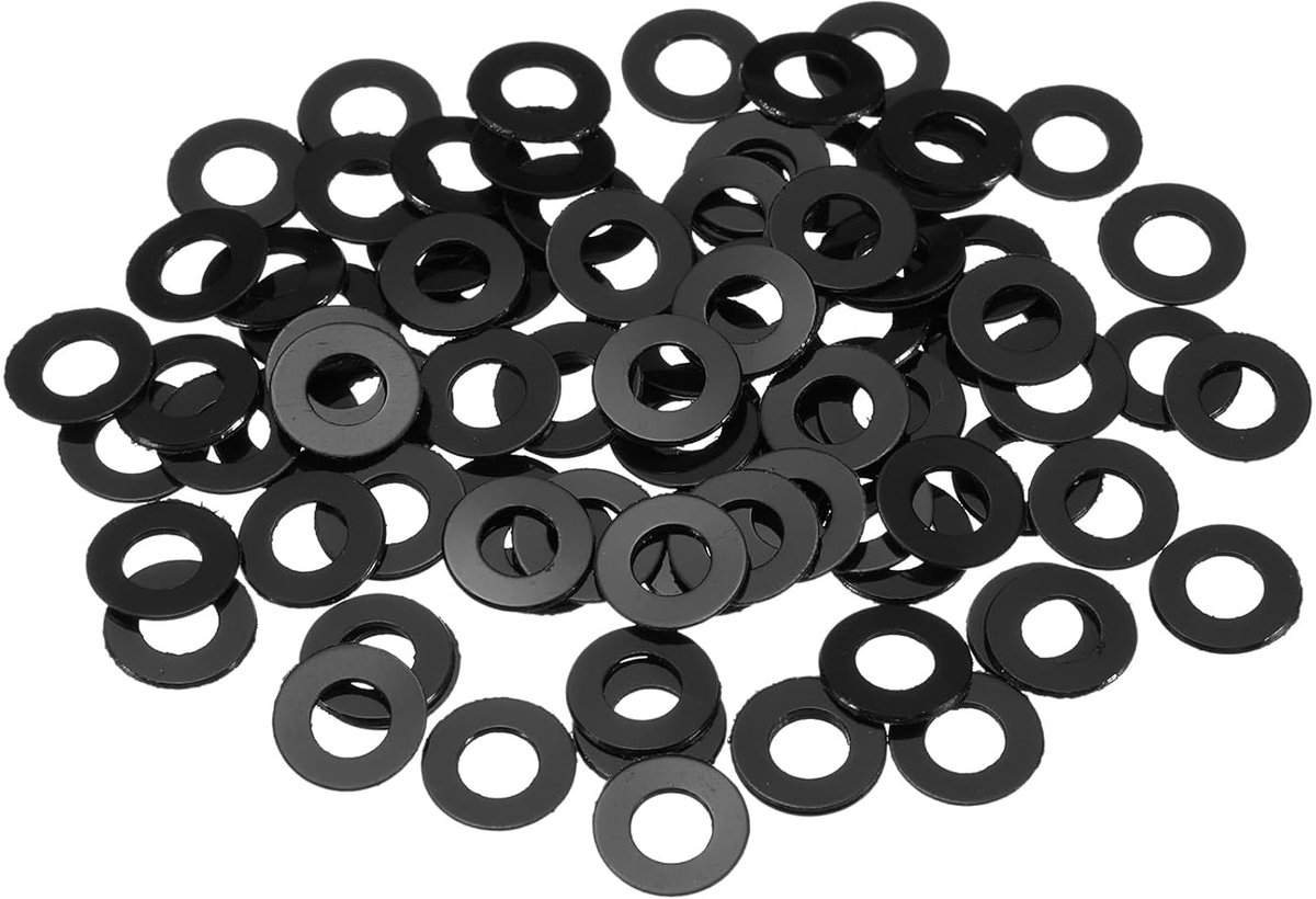 Platte schijven, 3 mm ID, 8 mm OD, 0,5 mm dik, kunststof afstandhouders voor schroeven, bouten, tuinkraan, sanitaire reparatie, zwart