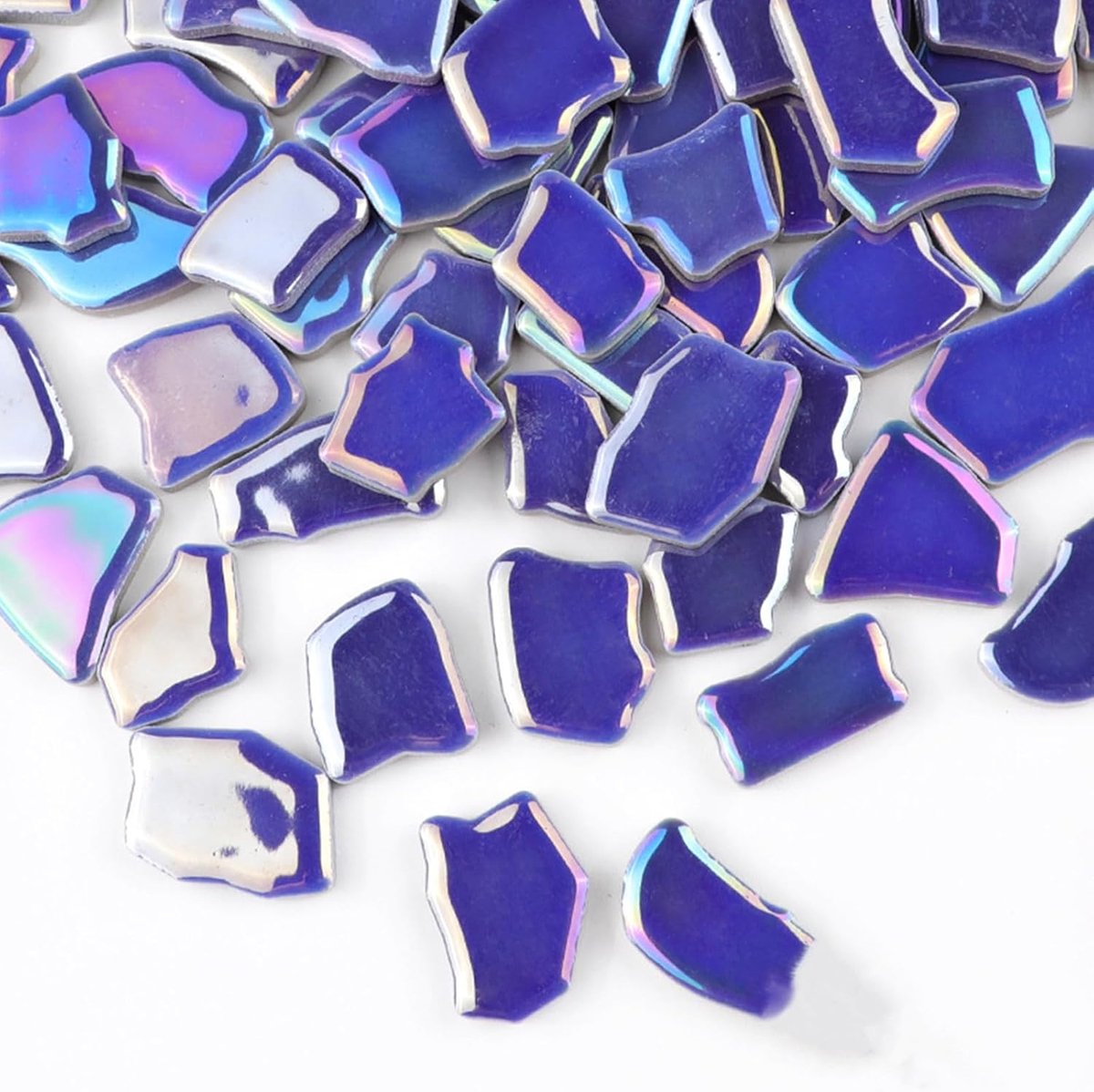 Mozaïektegels, 2-4 cm mozaïek stukken stenen voor doe-het-zelf mozaïek maken ambachtelijke hobby kunst huis wanddecoratie (iriserend marineblauw)