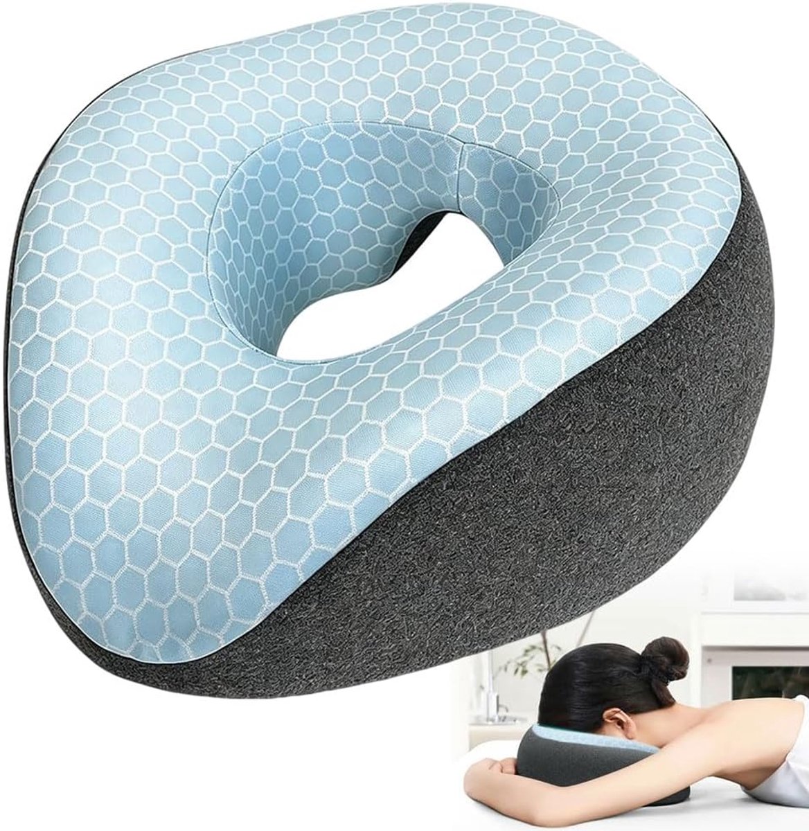 Gezichtsmassagekussen, massagekussen voor het gezicht, U-vormig massagekussen, gezichtsmassagekussen voor kantoren, spa, schoonheidssalon en thuis, grijs