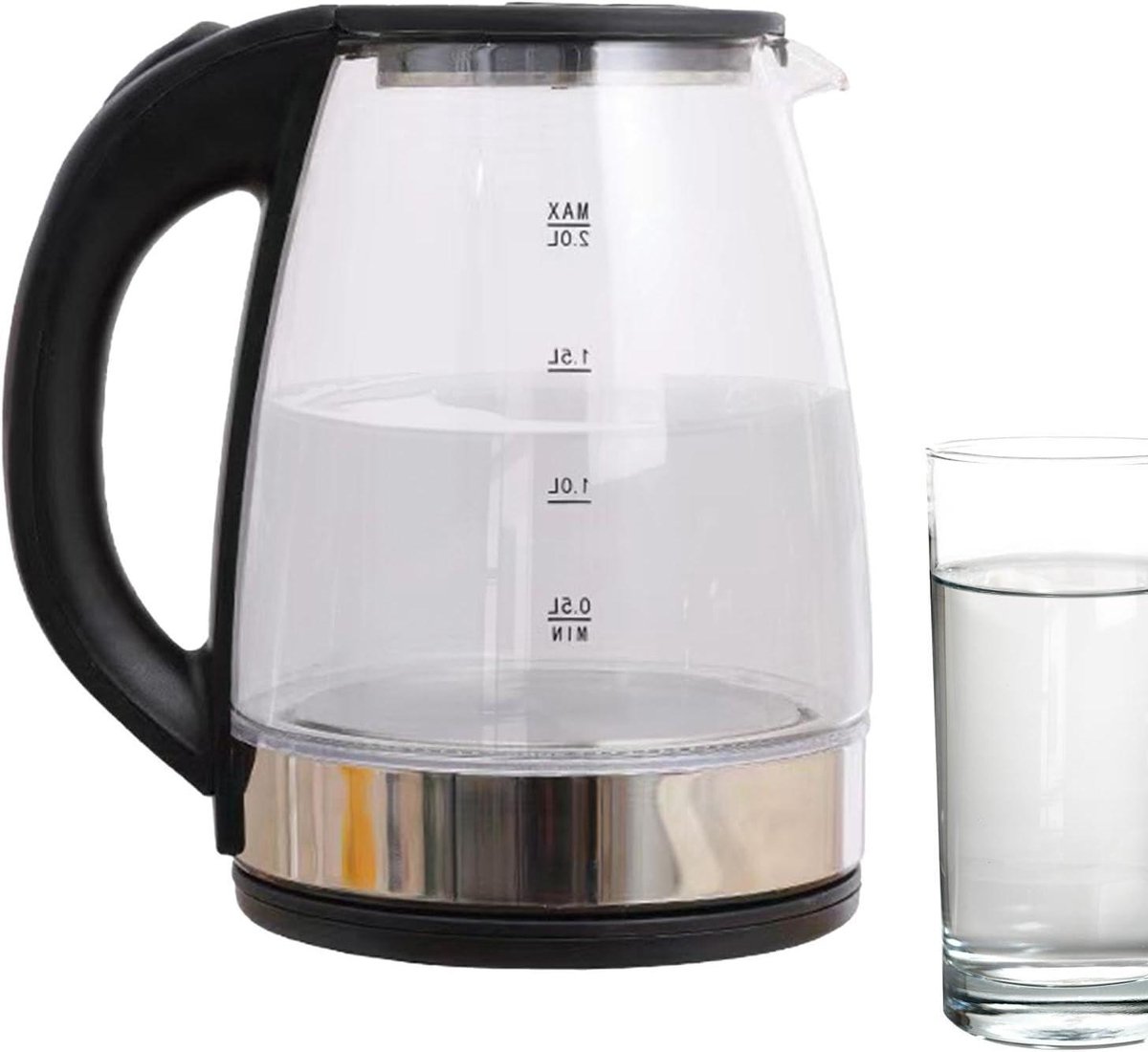 Glazen Waterkoker - Elektrische Ketel - Snel Water Koken - Automatische Uitschakeling - 2L Capaciteit - Zilver