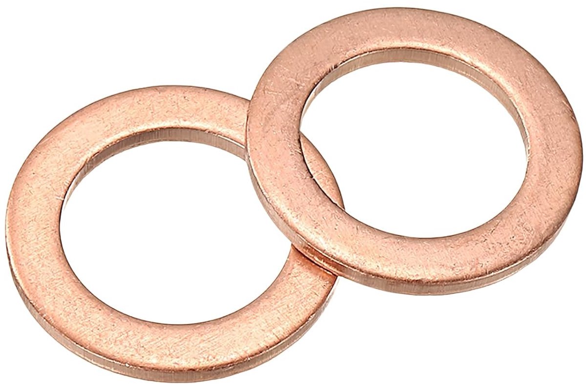 Platte afdichting, 12 stuks koperen ring-platte afdichtingen 18 mm OD 1,5 mm dik metalen afdichtring voor schroeven, bouten, moeren