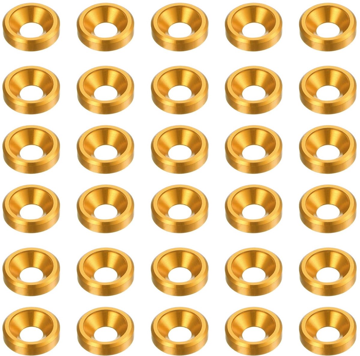 sourcing map 30 stuks verzonken sluitringen M3 van geanodiseerde aluminiumlegering, schroefafdichtingen voor mechanische accessoires, goud