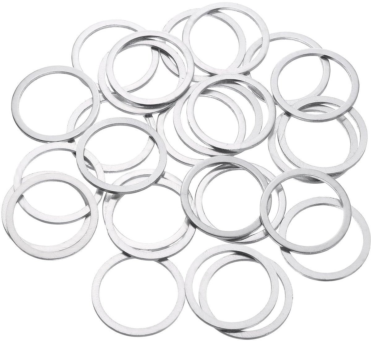 Platte sluitringen M22, ronde aluminium pakkingen 27 mm OD 1,5 mm dikte platte afstandhouders voor schroeven bouten accessoires reparatie, zilvertint