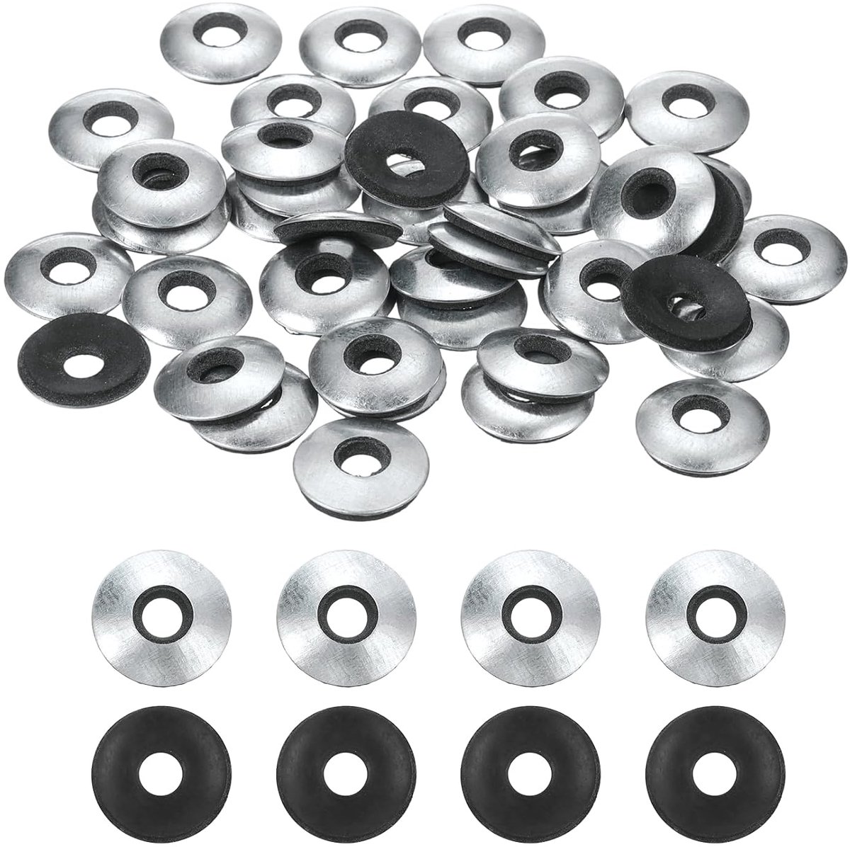 Gebonden afdichtingsrubberschijven, 120 stuks, 7/32 x 5/8 inch, verzinkt ijzer, neopreen, rubberen schijven, afdichting voor schroeven, bouten, metalen platen, machines
