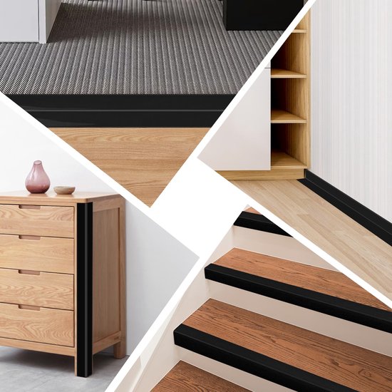 hoekprofie PVC kunststof hoek trim flexibele zelfklevende strips voor tegel plafond randen en hoeken (Glanzend Zwart, 4cm × 6m) — afbeelding 3