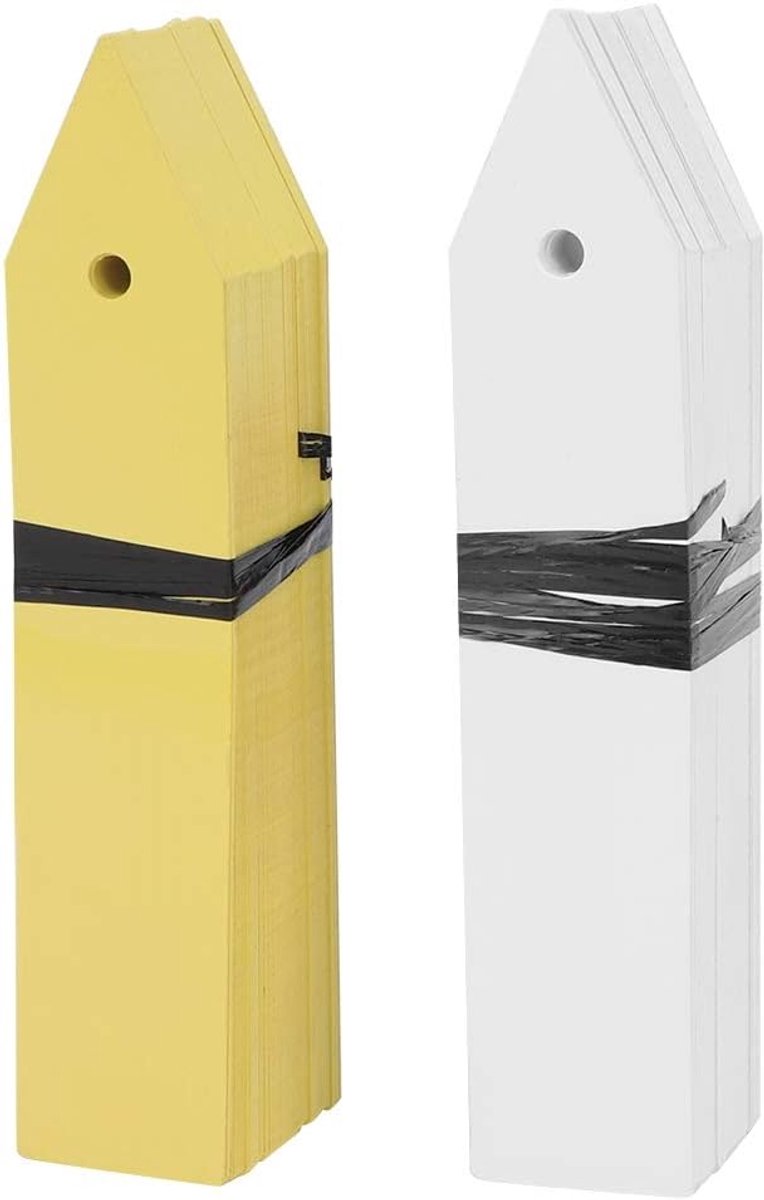 100 STKS Plastic Waterdichte Tuin Label Tags, Herbruikbare PVC Plant Bloempot Tags Markers Kwekerij Zaad Teken Labels Voor Tuinieren Groen Huis Boomgaard(Wit + Geel)