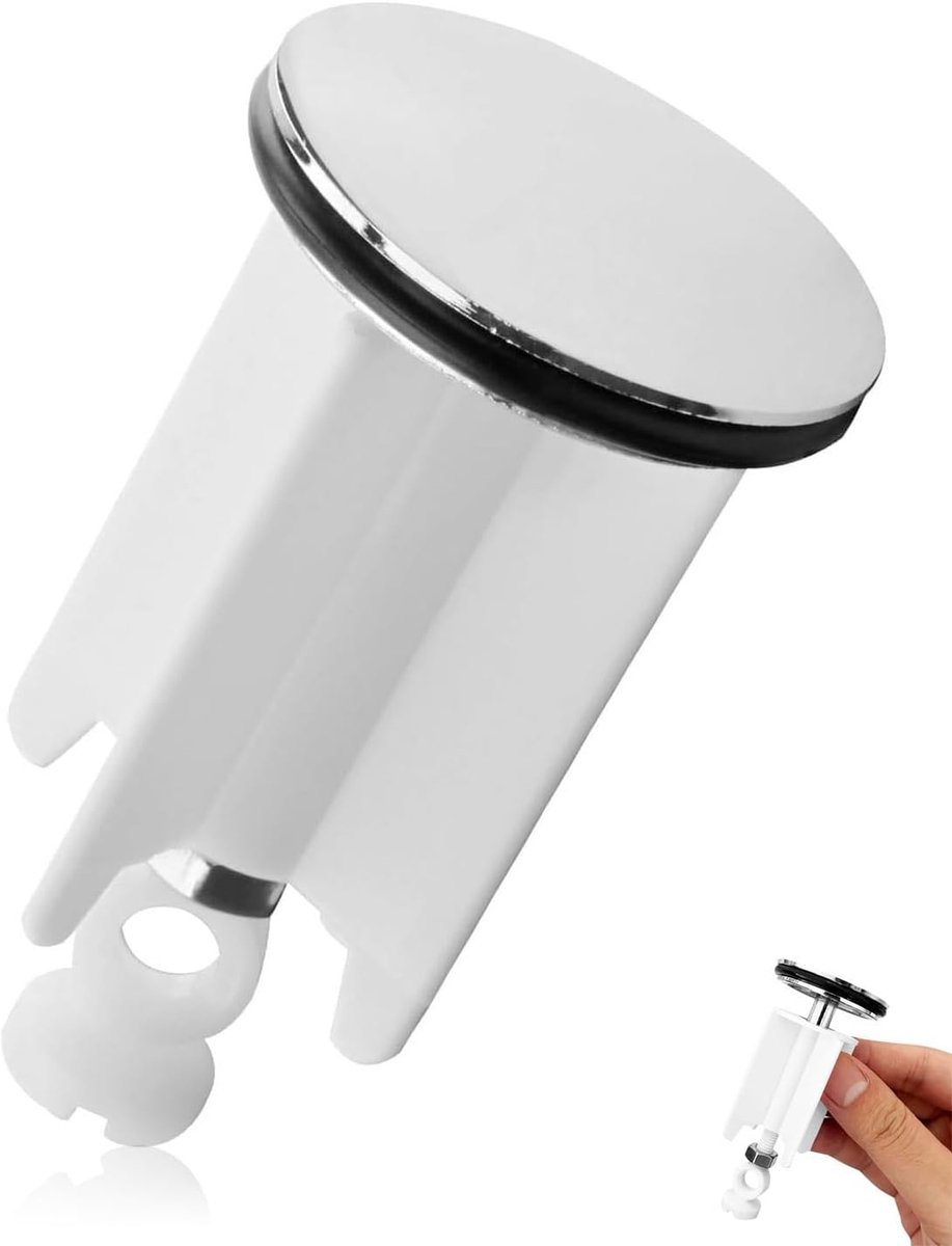 Stop voor wastafel, Ø 40 mm, verchroomd, van messing met rubberen afdichting, voor bidet, in hoogte verstelbaar, roestvrij en lekvrij, afvoerstop
