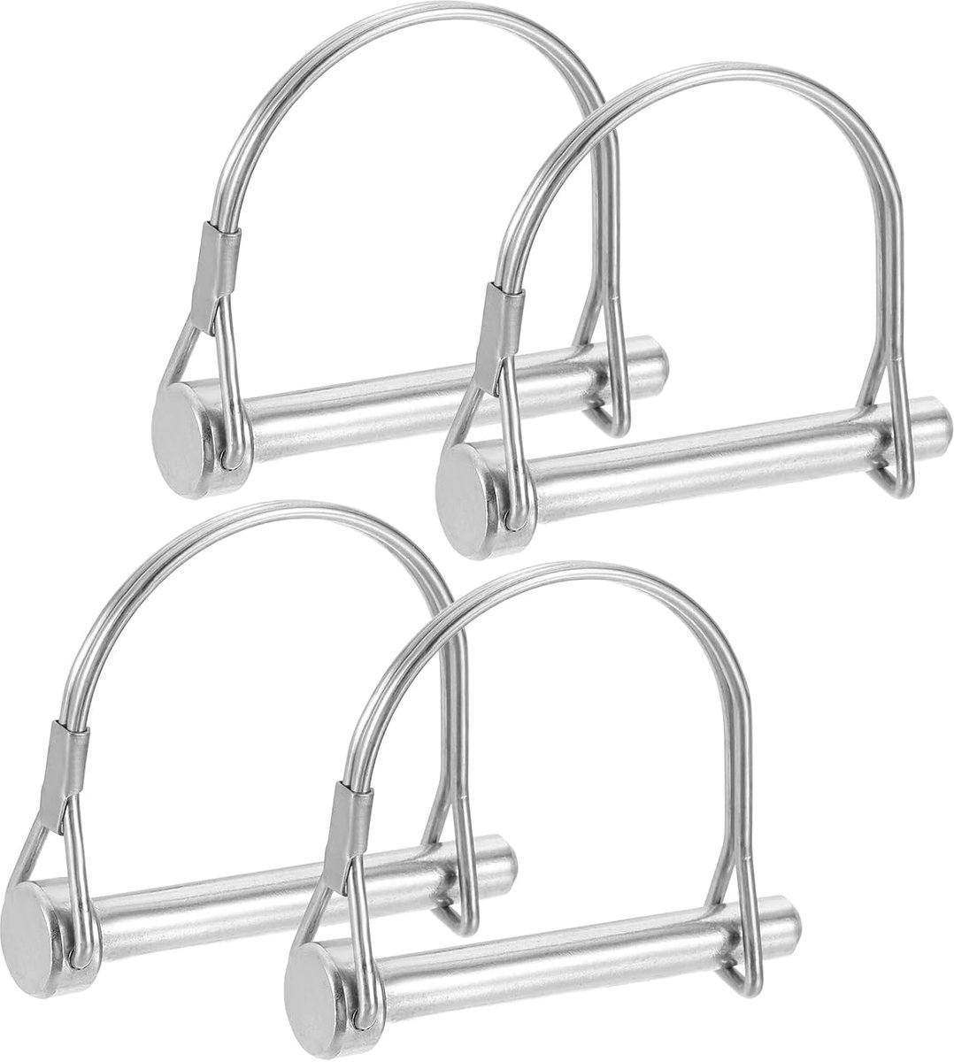 4 stuks ronde asvergrendelingspinnen van roestvrij staal 304, 2/7 inch x 2-2/5 inch (8 mm x 60 mm) vierkante trekhaken voor gazon tuinwagen, zilver