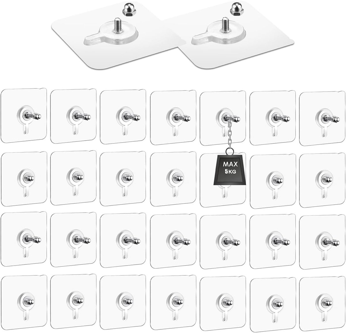 Schroeven zonder boren, zelfklevende schroefschroeven, transparant, zelfklevende schroefstang, wandbevestiging voor badkamer, doucheruimte, keuken, bergruimte