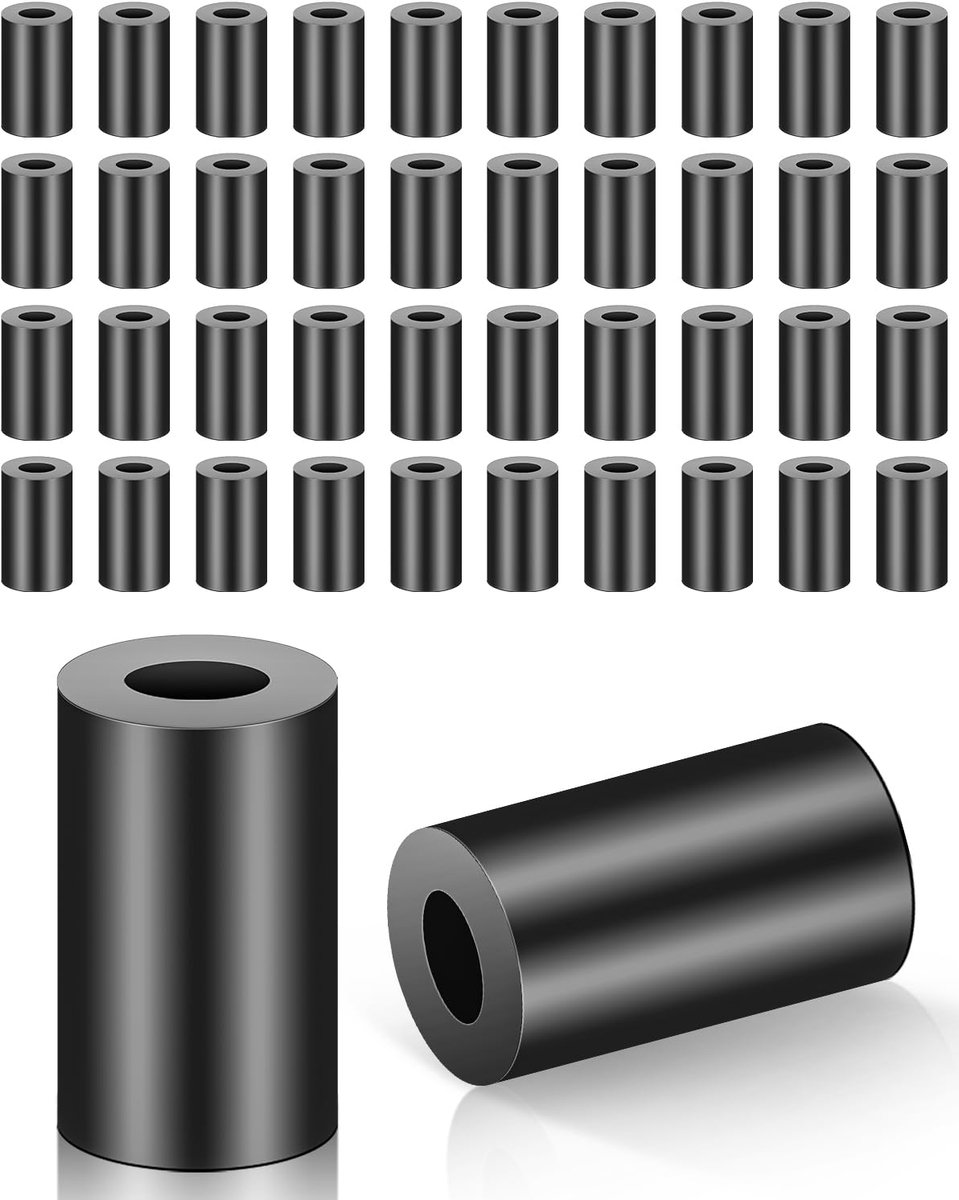 M6, ABS-afstandhouders, kunststof, ronde afstandhouders, zwart, nylon sluitringen, isolatie, afstandshulzen zonder schroefdraad, kolommen, afstandshulzen voor schroeven, 11 x 20