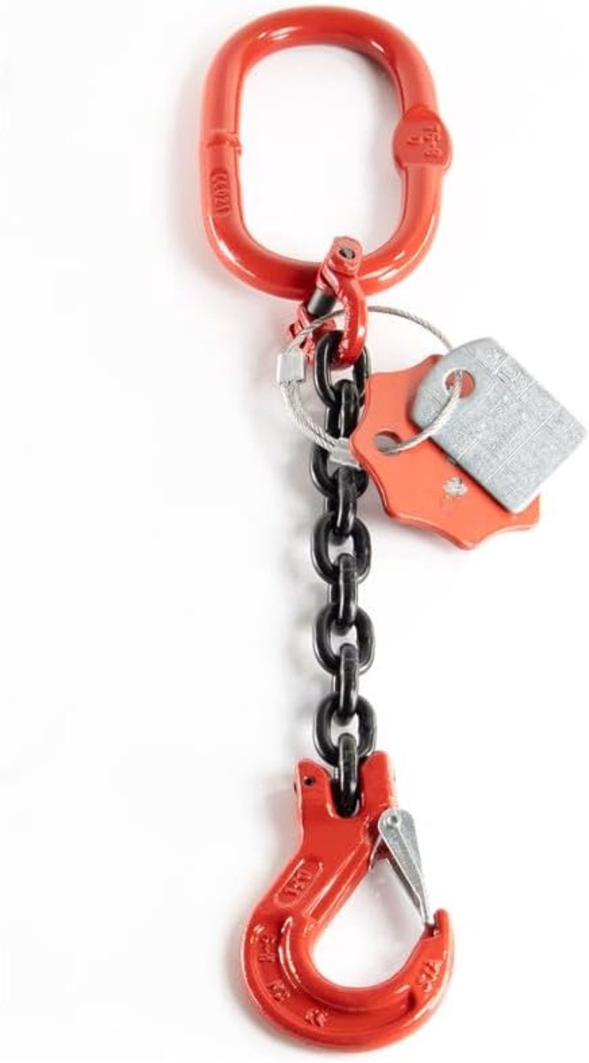 1 streng 6 mm x 1,5 m - zeer sterke aanslagketting - kranenketting verzinkt - ketting kwaliteitsklasse 8, ketting voor kranen met vorkkophaak