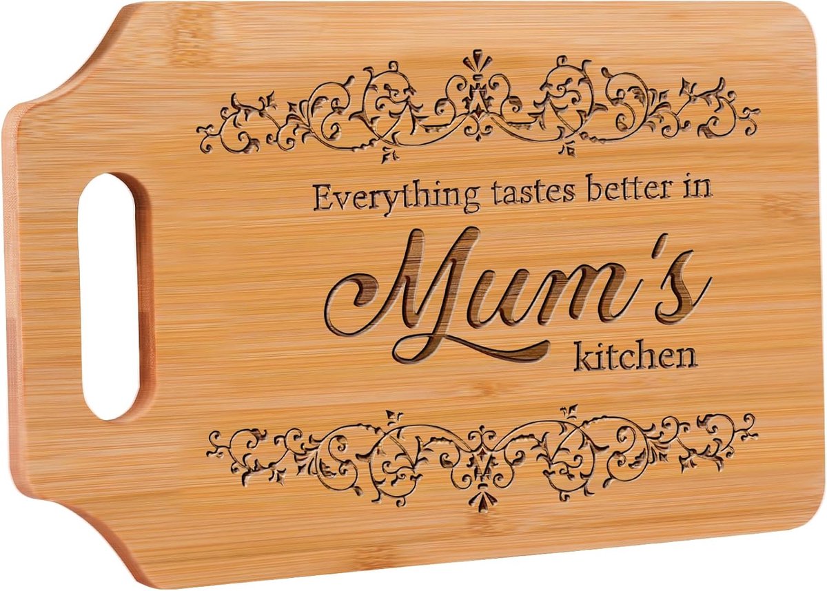 Cadeau voor mama, gepersonaliseerde gegraveerde bamboe snijplank, uniek Moederdagcadeau voor mama, verjaardagscadeau voor mama van dochter en zoon
