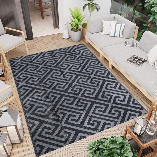 Buiten Tapijt - Reis Kleed - Terras en Camping - Omkeerbaar Ontwerp - 5x8ft - Grijs — afbeelding 2