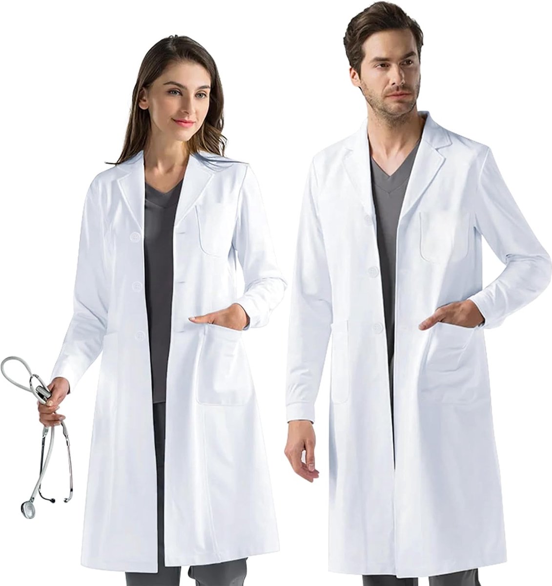 Laboratoriumsjas Wit - Lange Mouwen - Beschermende Kleding - Ideaal voor Medisch Gebruik - SnelShoppen