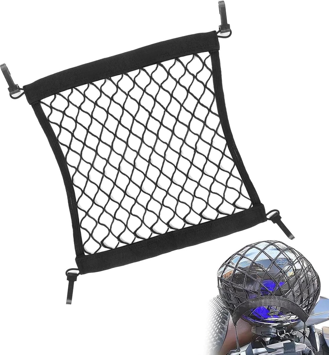 Baggage Net 30 x 30 cm - Elastisch Opslagnet - Voor Helm en Accessoires - Ideaal voor Scooter, Motor en Fiets - SnelShoppen
