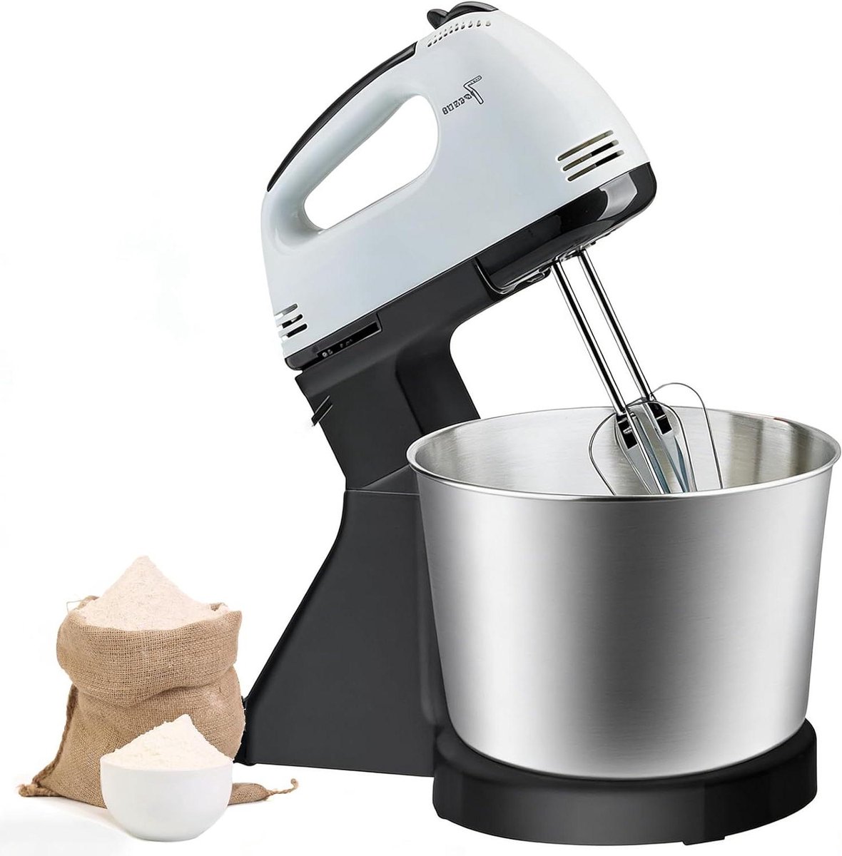 Elektrische Mixer - Handmixer Deegmaker - Bakken Koekjes Cake - 7 Snelheden Precisie - 2L Kom - Zilver