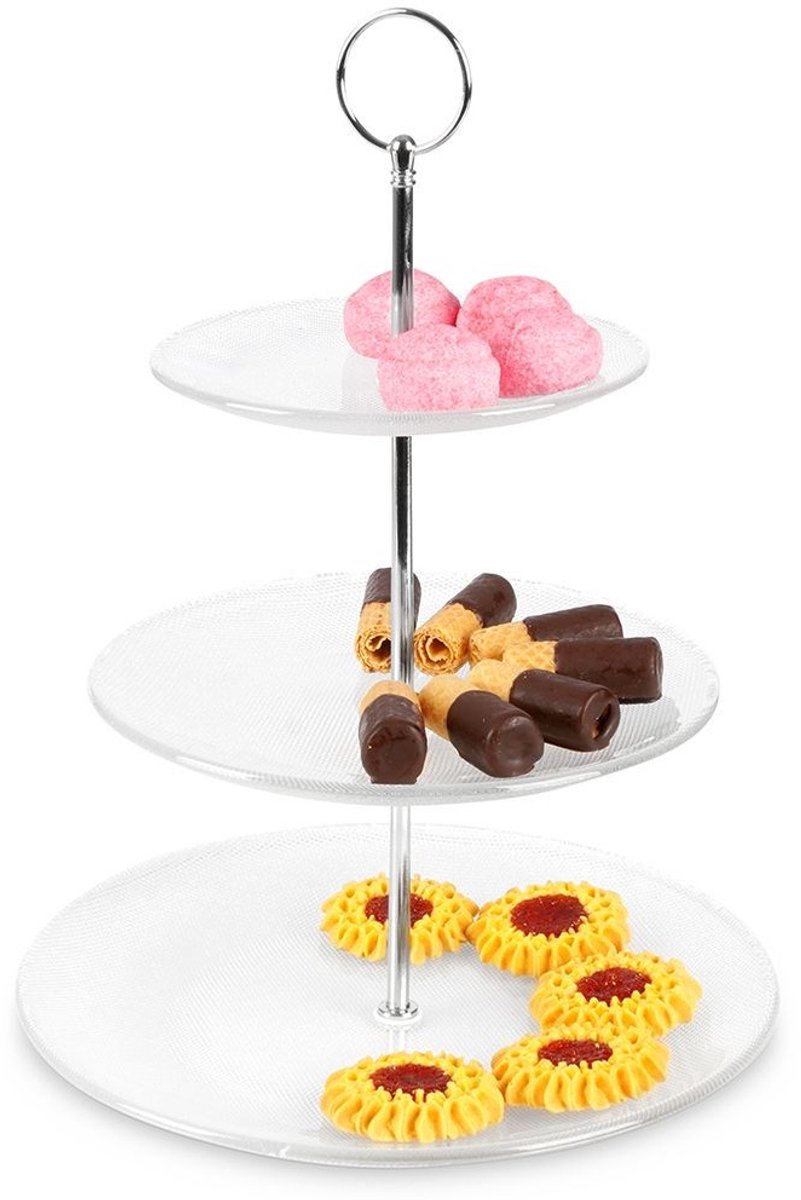 Merkloos Glazen plank met 3 lagen voor taart, fruit, desserts - 33 cm