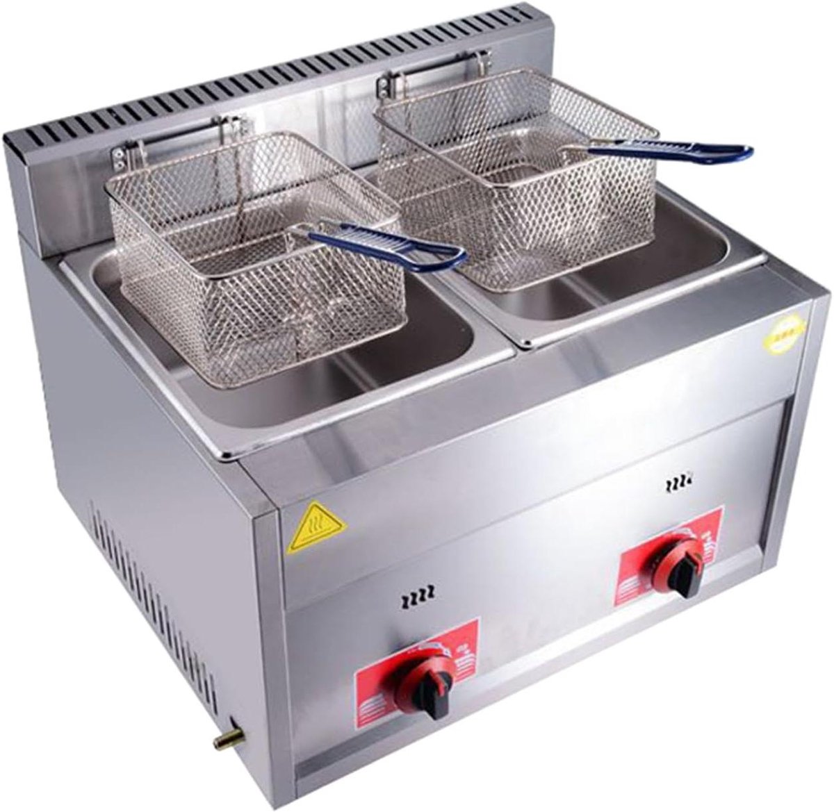 Gas Frituurpan - Friteuse RVS - Commercieel Frituren - Gelijkmatige Verwarming - 2x6L - Zilver