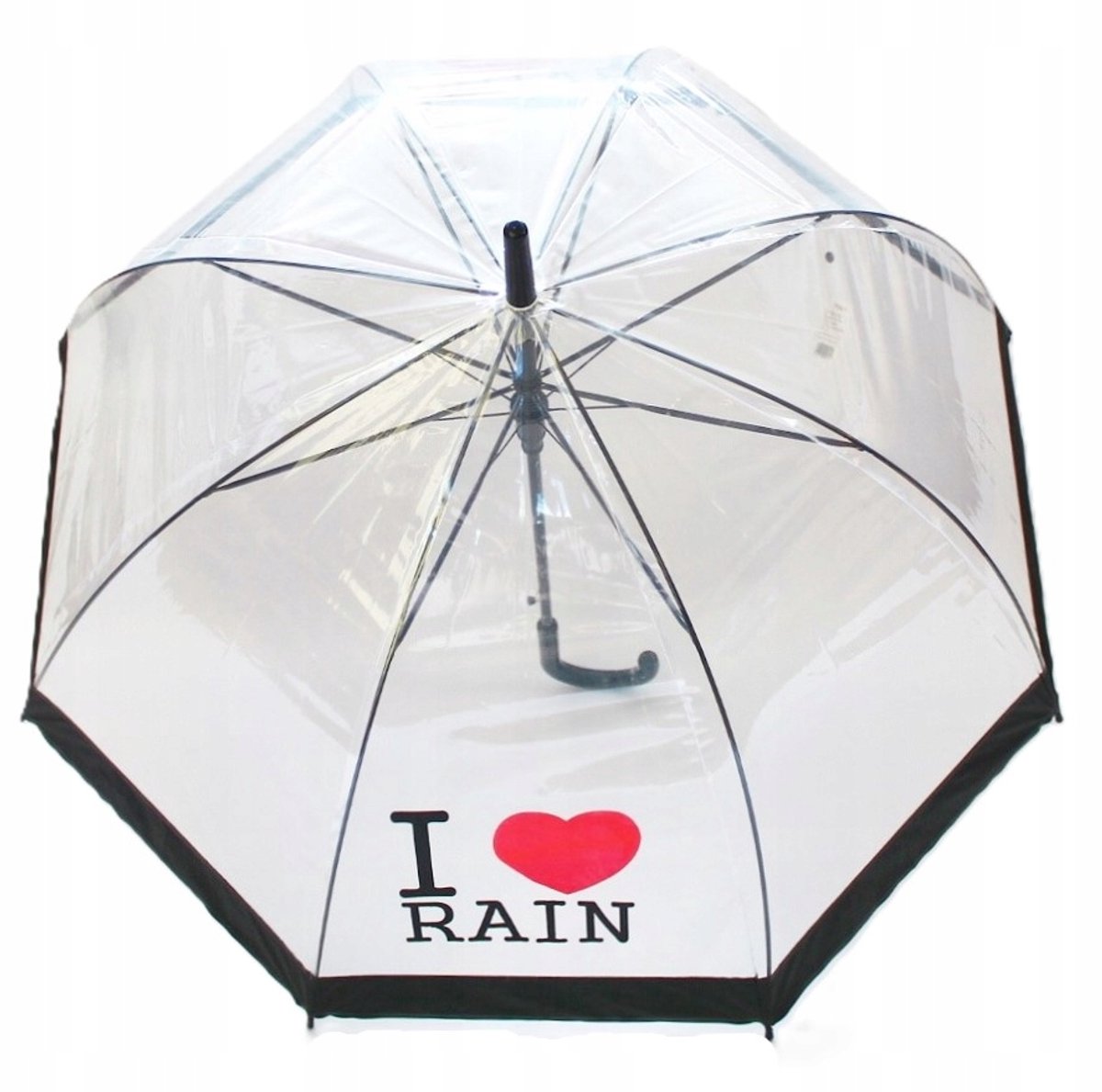 Merkloos Transparante paraplu met 'I LOVE RAIN' print - Modieus en betaalbaar