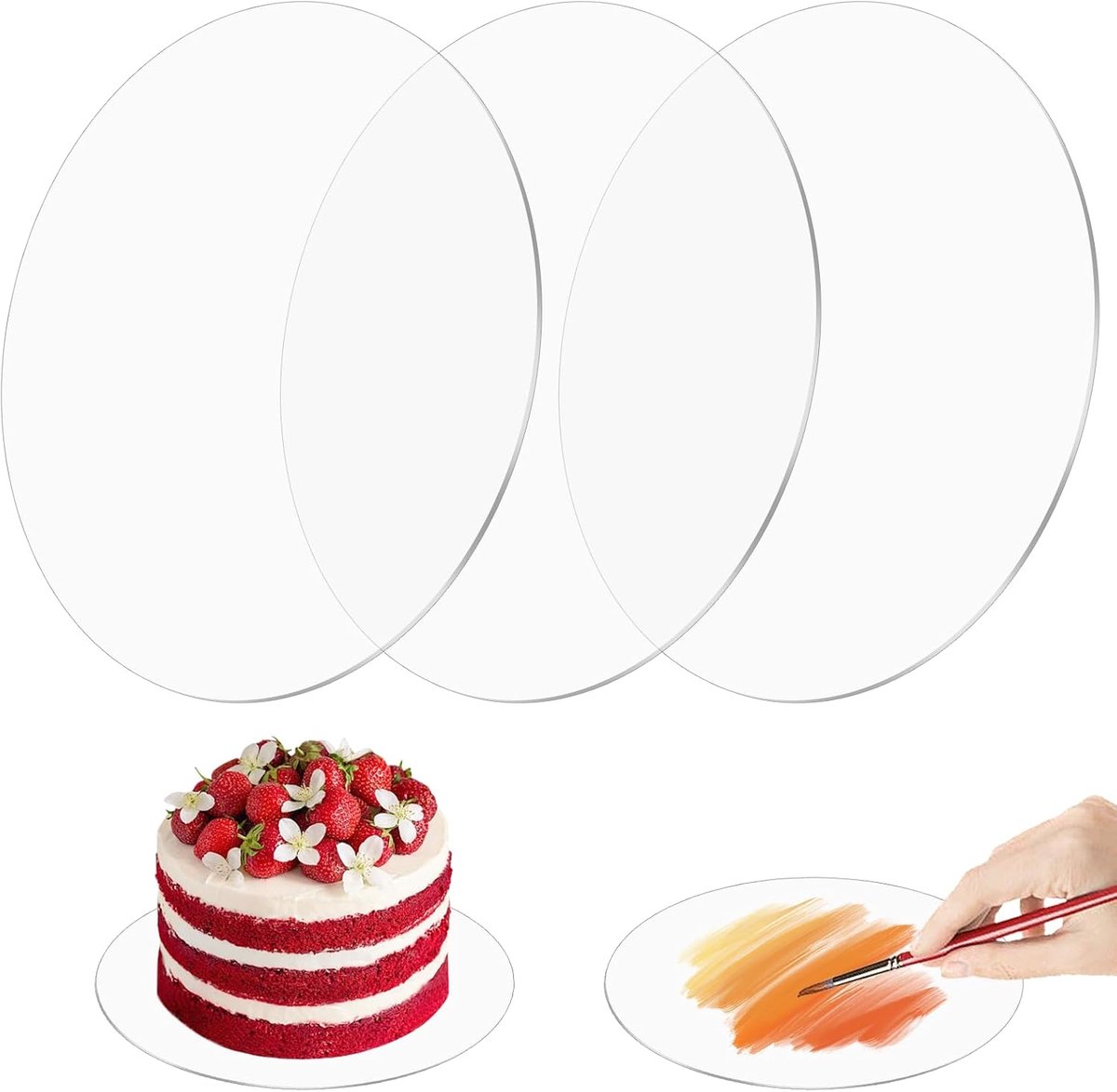 Acryl taartplateau 18cm - 2mm dik met beschermfolie - duurzaam en recyclebaar - ideaal voor creatieve projecten - ShopVlot