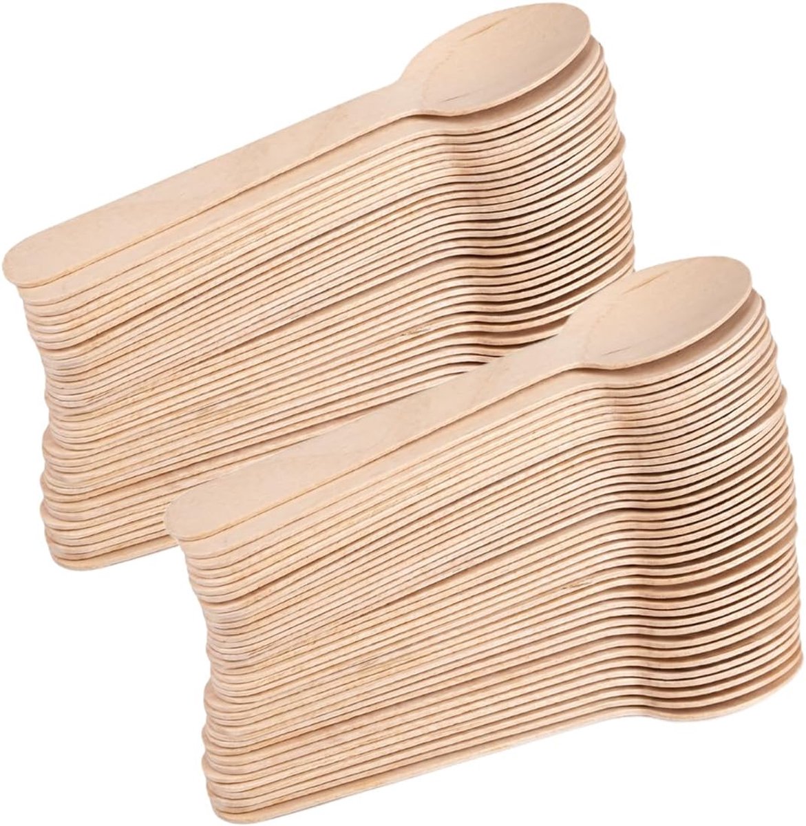 Houten lepels 14cm - 200 stuks - herbruikbaar - ideaal voor desserts en feestjes - ShopVlot