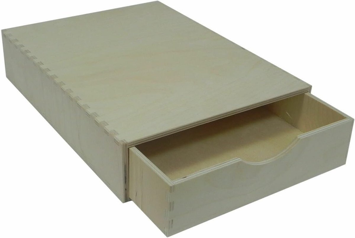 Houten Lade - A4 Documentopslag - Onbehandeld Birkmultiplex - Perfect voor Creatief Gebruik - ShopVlot