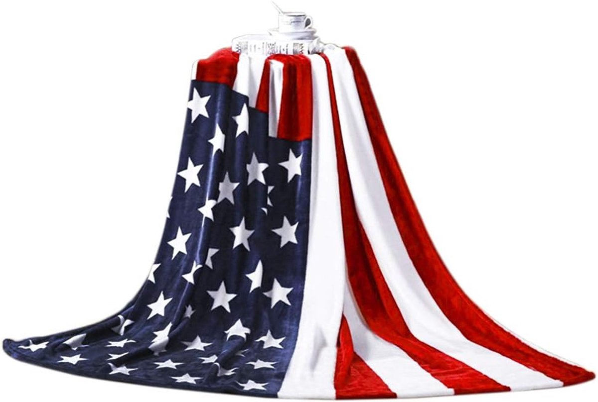Plaid 200x150cm - Flanel - Amerikaanse vlag - Perfect voor binnen en buiten - SnelShoppen