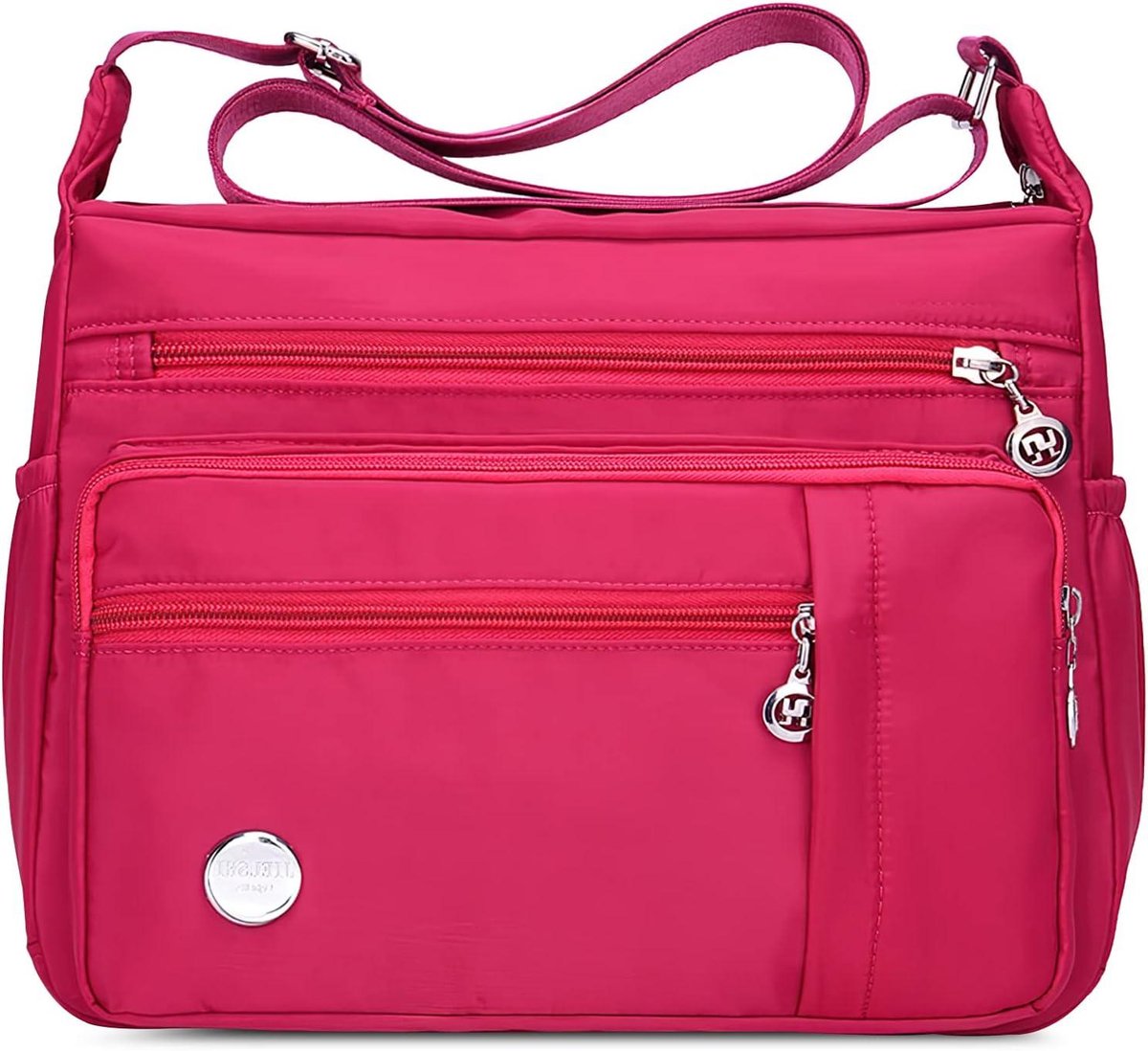 Dames Crossbody Tas - Schoudertas Nylon - Dagelijks Gebruik - Meerdere Vakken - 25 x 21 cm - Rood