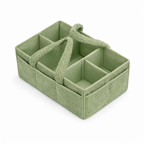 Vavida - Commodemandje - Groen - Teddy - 40 x 26 x 17 cm - Babykamer - Baby - Commode - Mandje — afbeelding 2