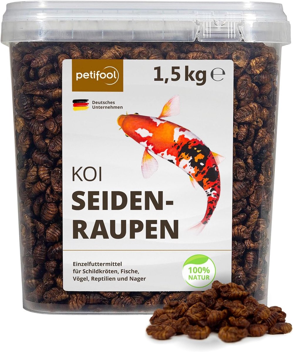 Koi Silkworm 1 x 1.5 kg - 100% natuurlijk - hoog eiwitgehalte - speciale traktatie voor koi en schildpadden - SnelShoppen