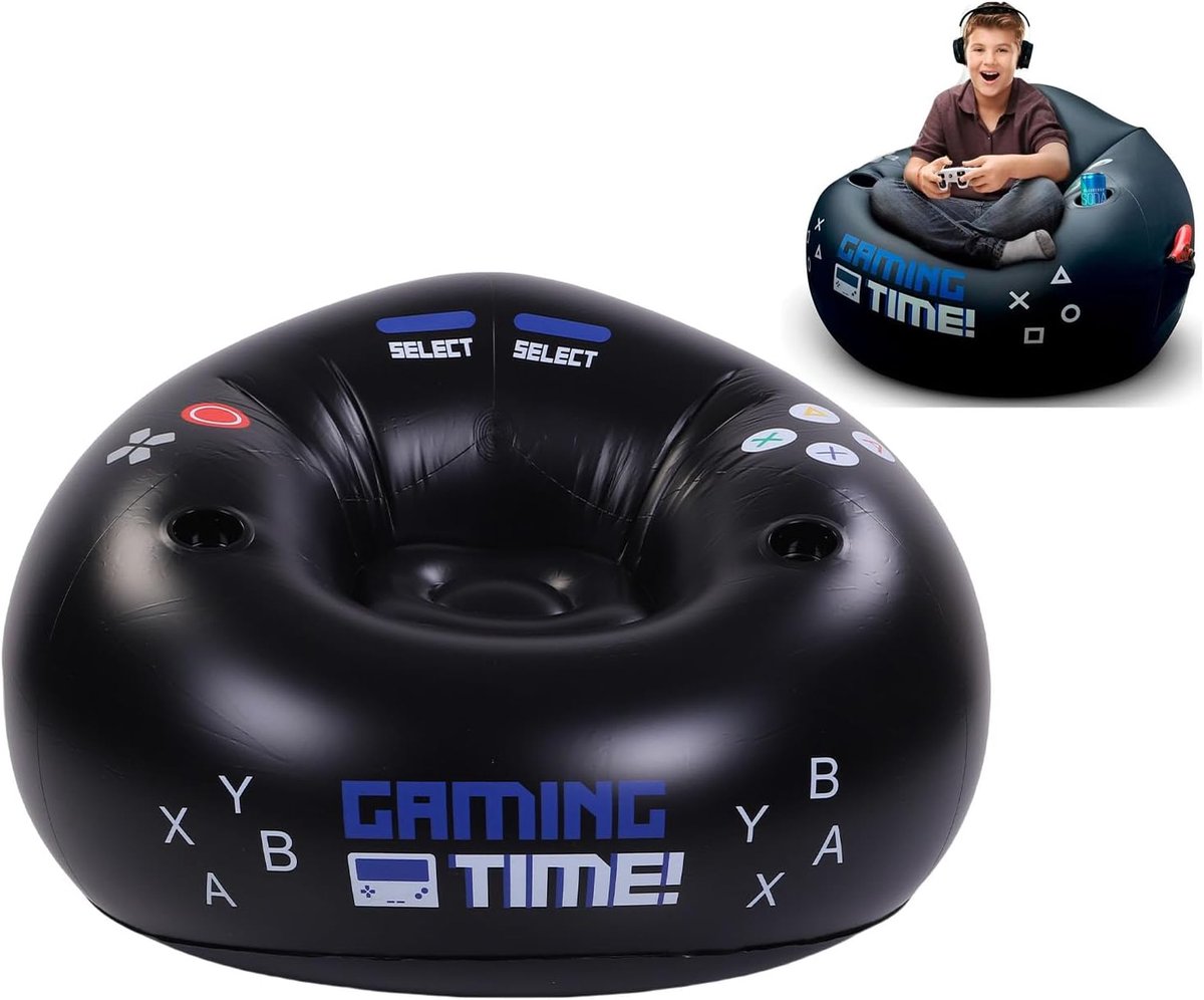 Opblaasbare Gaming Stoel voor Kinderen en Tieners - Lounge Chair met bekerhouders - Comfortabele Zitzak - SnelShoppen