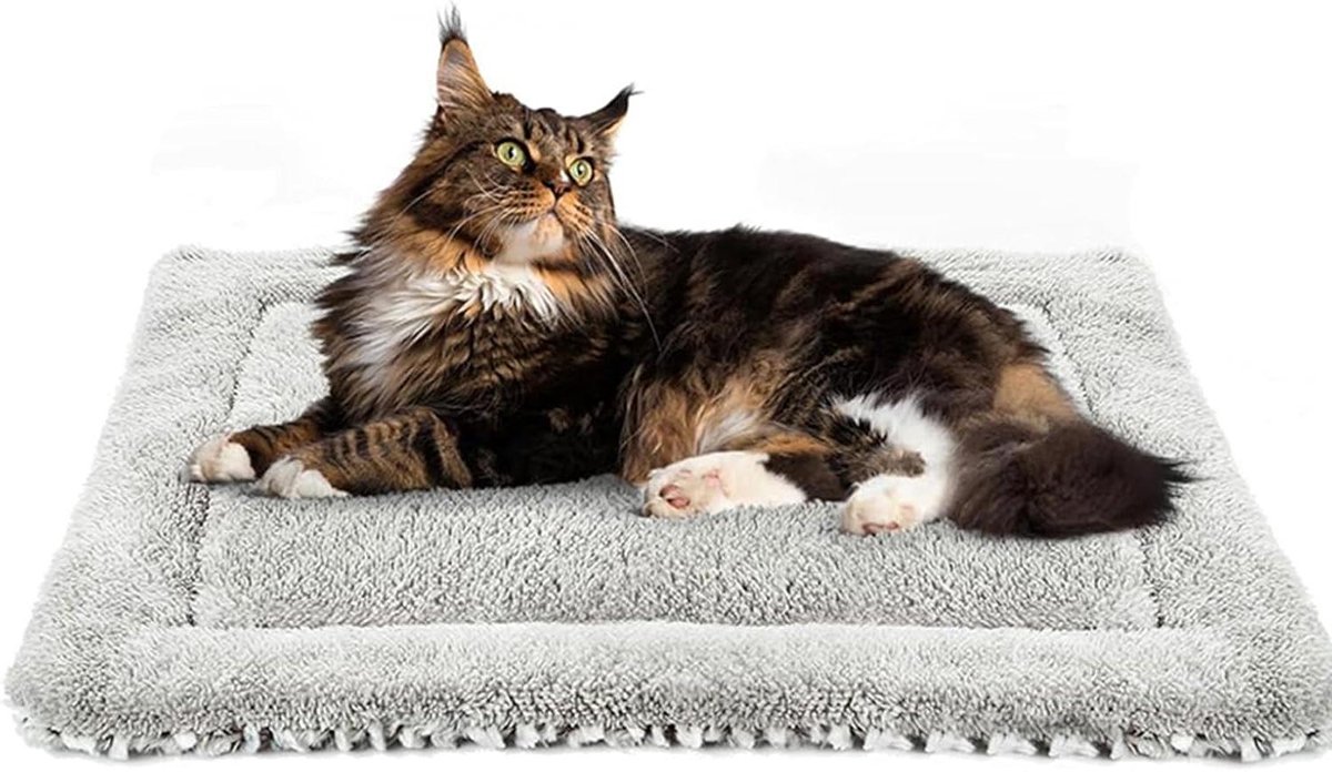 Zelfverwarmende Kattenmat - Huisdiermat Pluche Deken - Huisdier Warm Houden - Zonder Elektriciteit - 60 x 50 cm - Grijs