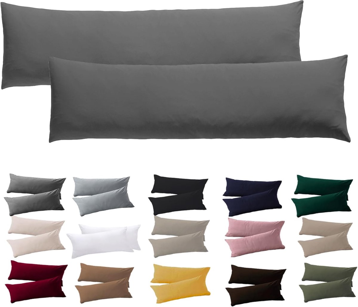 Cushion Cover 40 x 145 cm - antraciet - met rits - hypoallergene kussenhoezen - ShopVlot